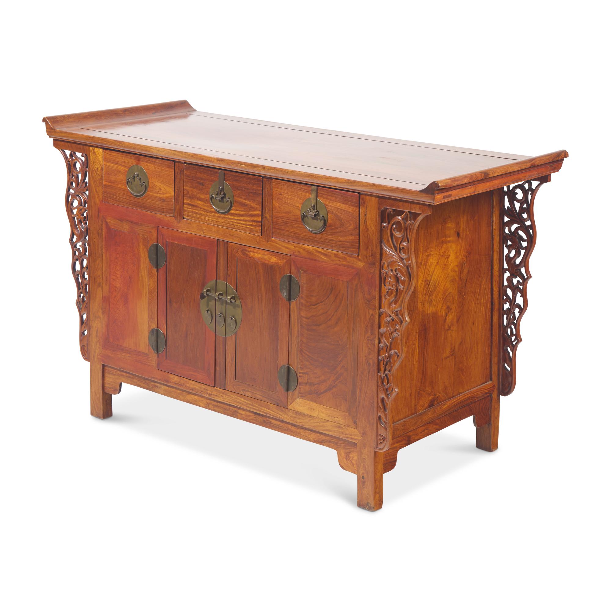 A Chinese Huanghuali and Hardwood Coffer Cabinet, 20th Century — 近代 黃花梨拼硬木翹頭二連櫥