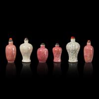 A Group of Six Chinese Porcelain Snuff Bottles 瓷鼻烟壺一組六件