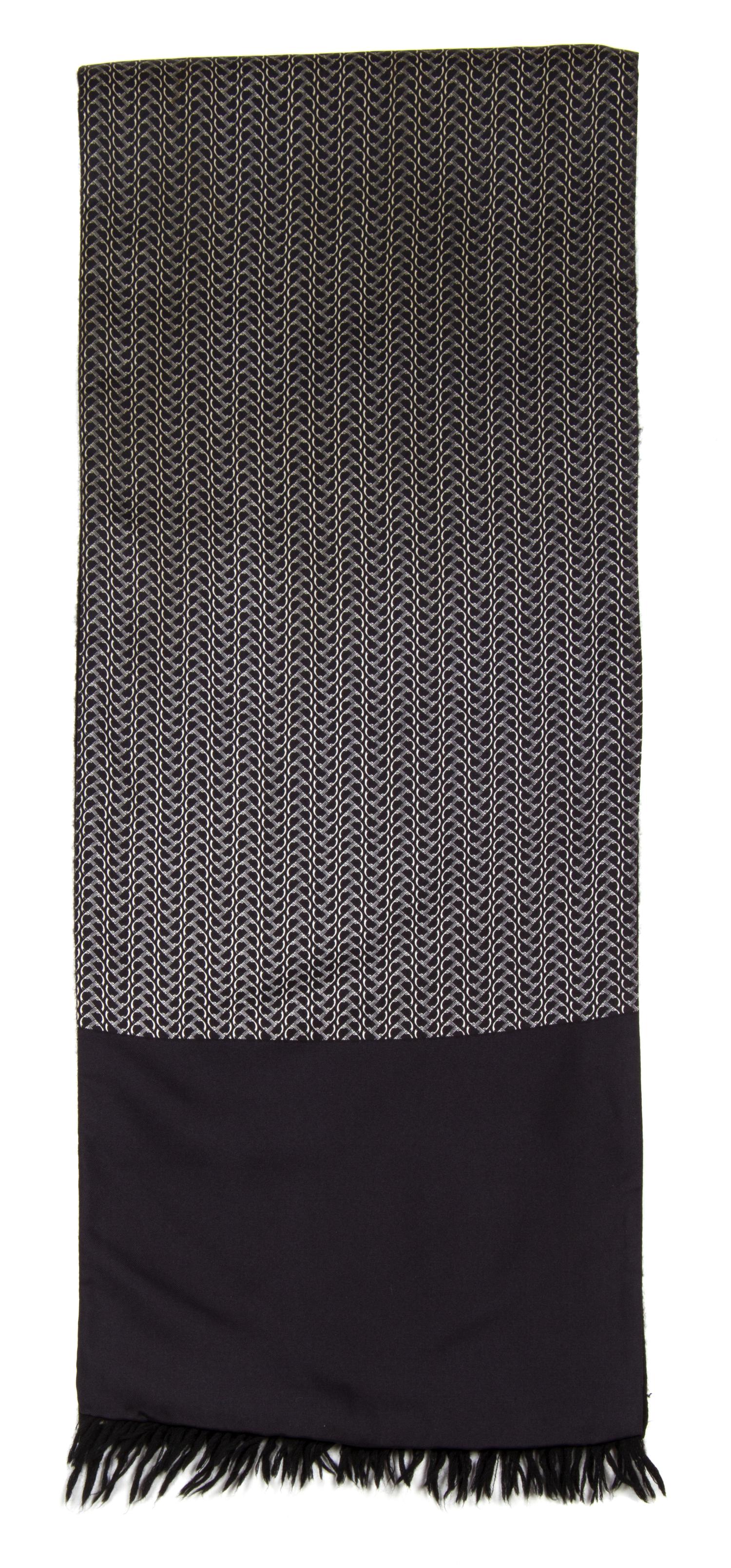 An Hermes Black Silk and Cashmere Muffler, 54" x 11".