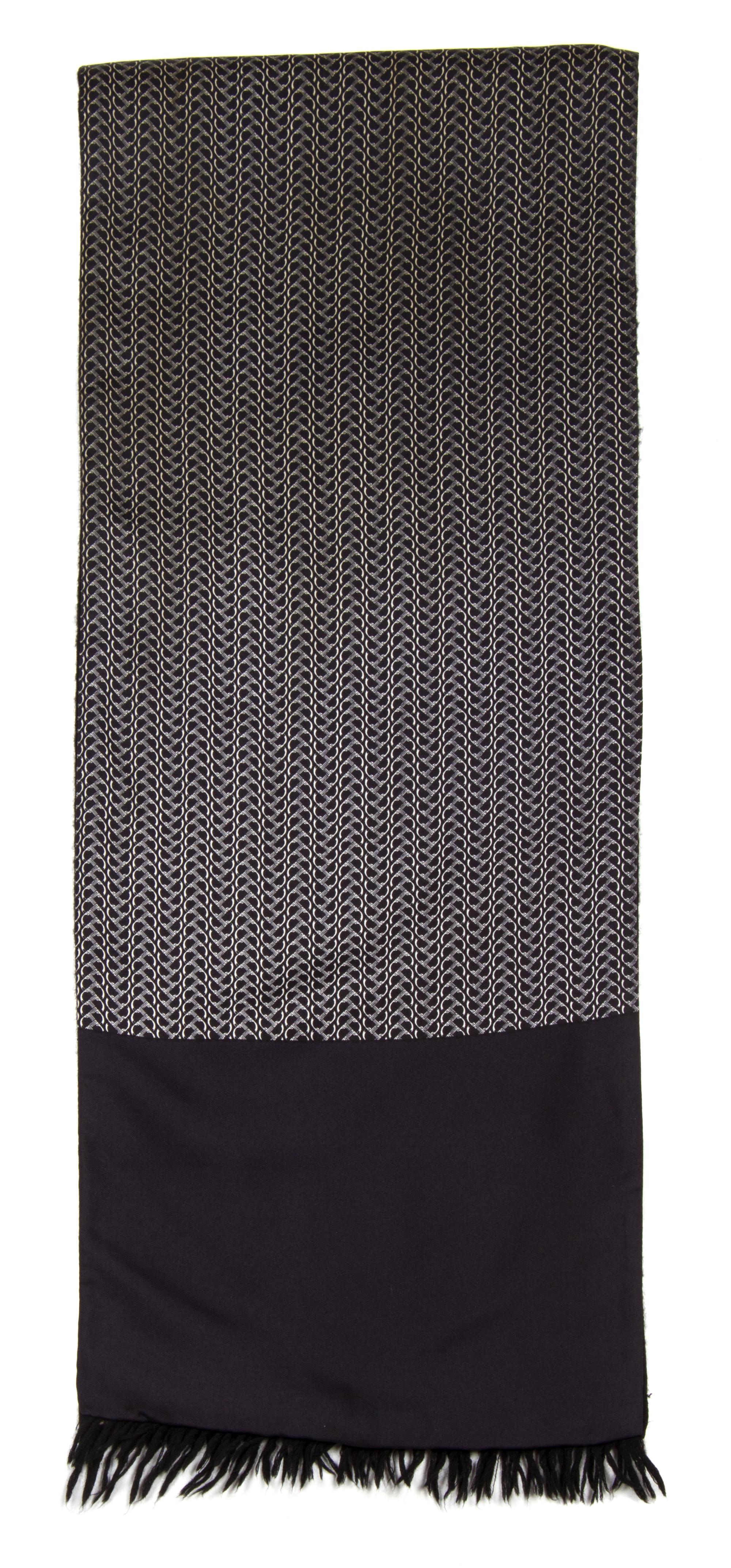 An Hermes Black Silk and Cashmere Muffler, 54" x 11".