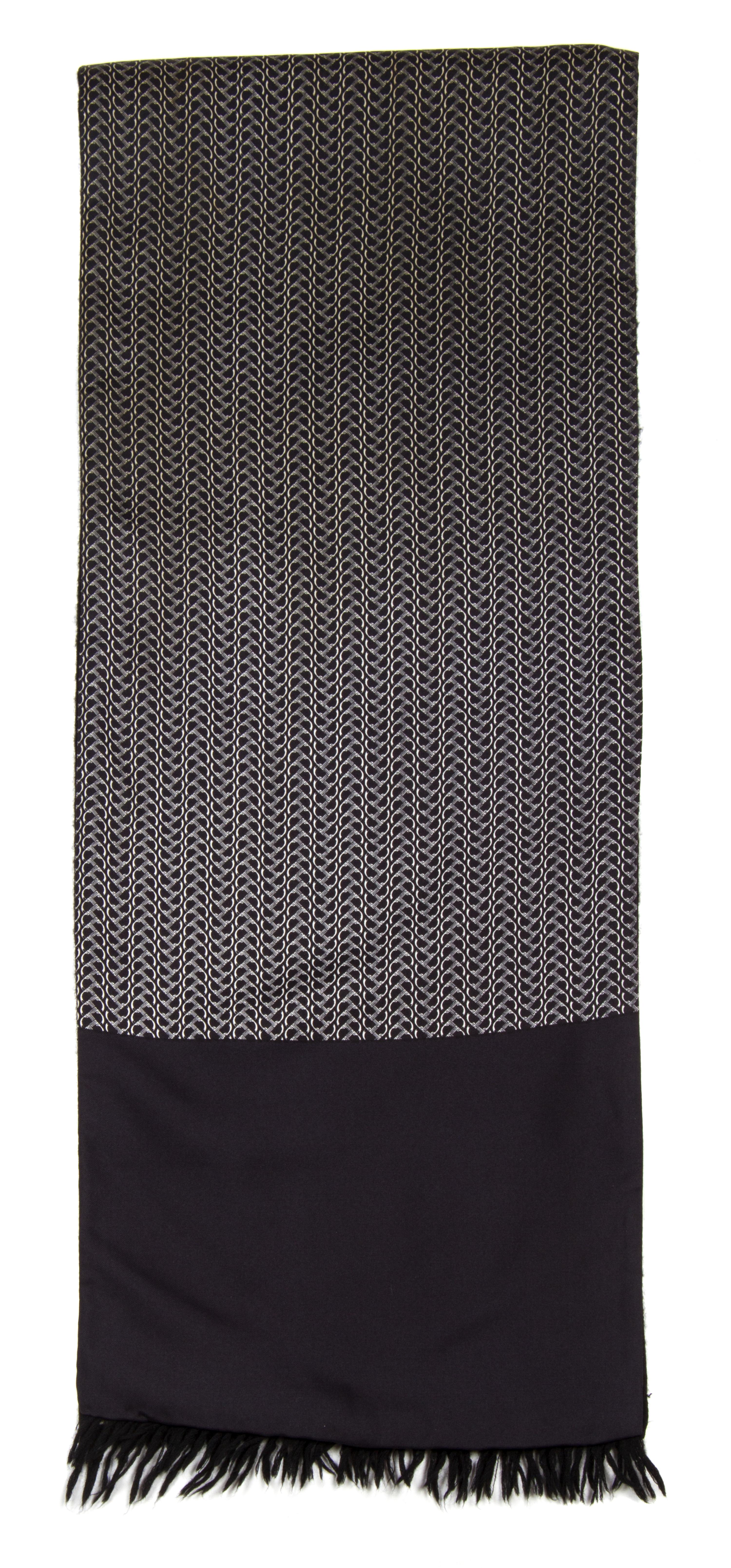 An Hermes Black Silk and Cashmere Muffler, 54" x 11".