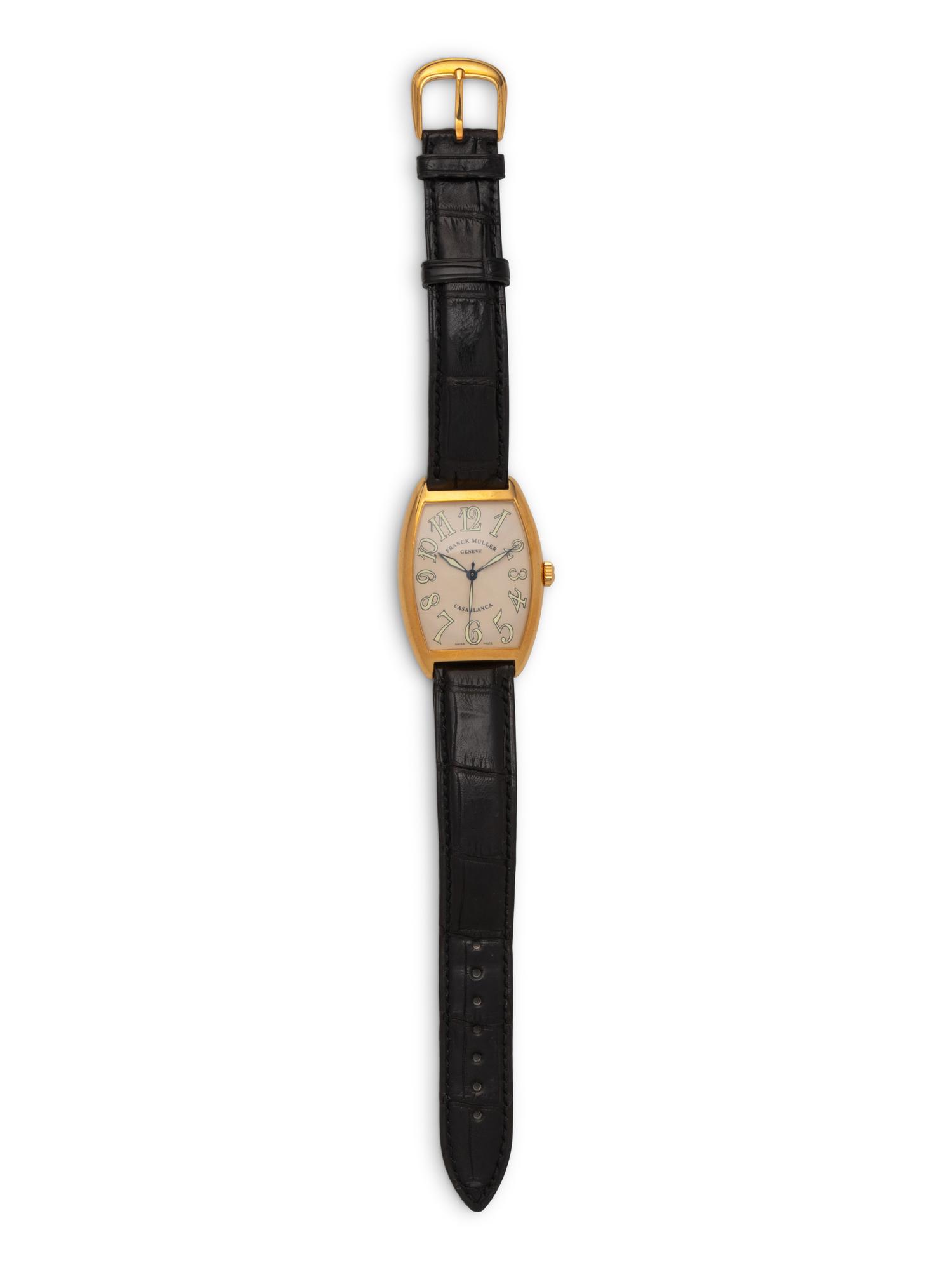 FRANCK MULLER, 18K YELLOW GOLD TONNEAU NO 4 'CASABLANCA' WATCH