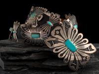 Large Sterling Silver and Turquoise Concha Belt