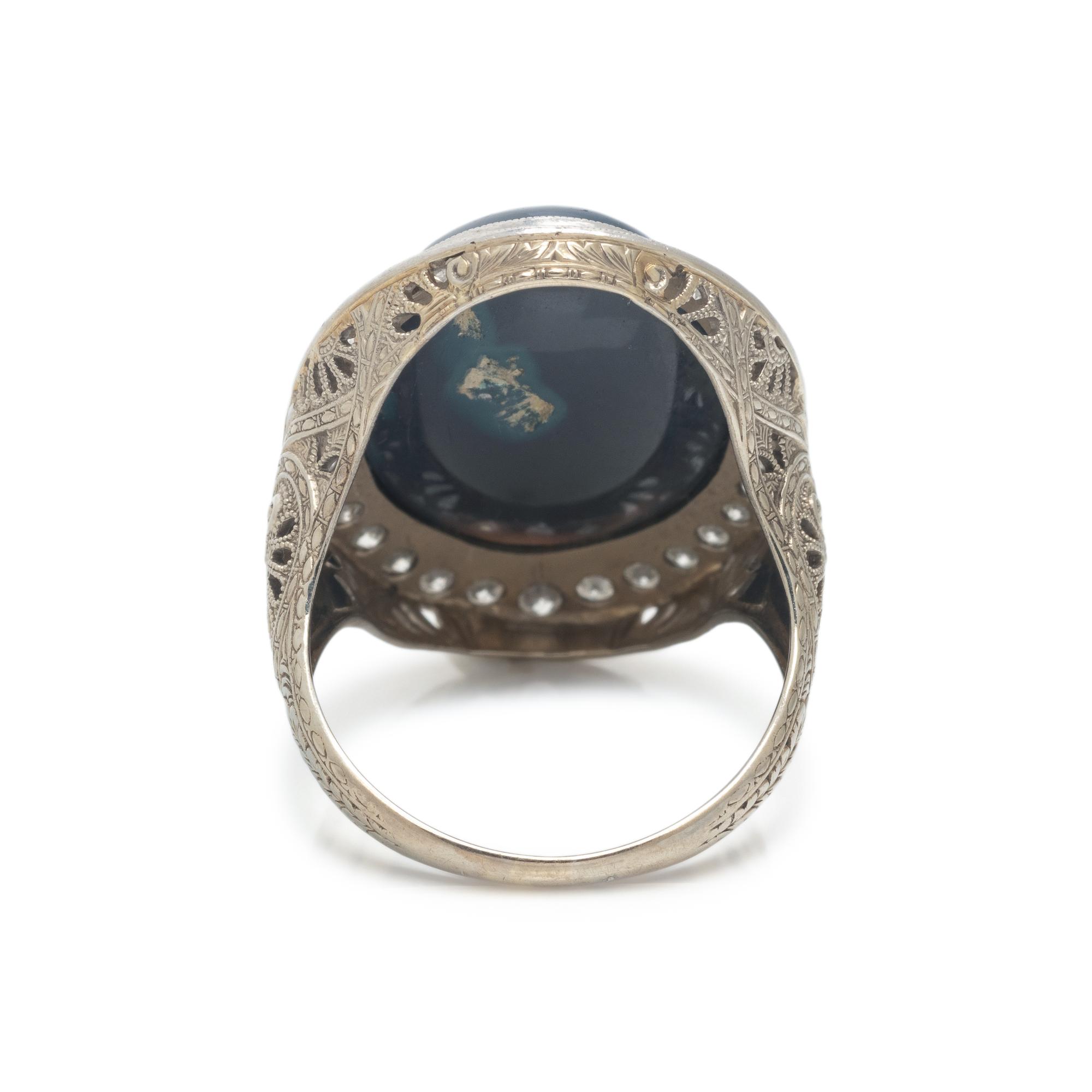 BLACK OPAL AND DIAMOND RING