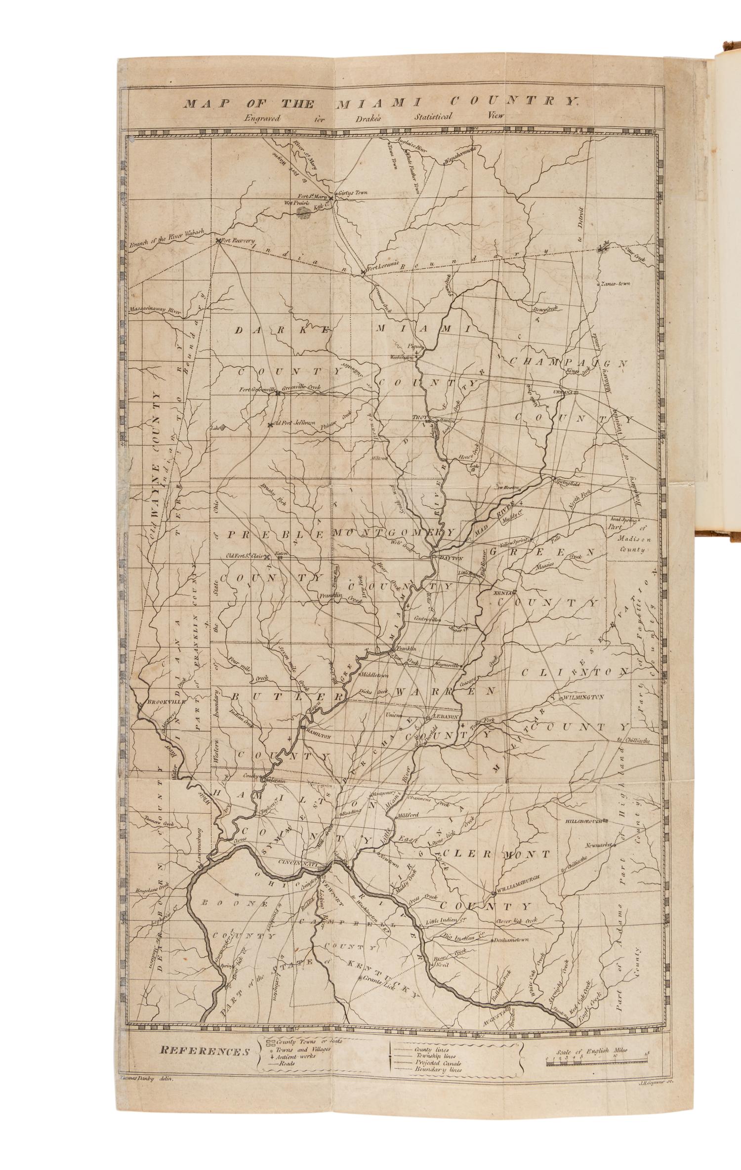 [CINCINNATI]. DRAKE, Daniel (1785-1852). Natural and Statistical View, or Picture of Cincinnati and the Miami Country, Illustrated by Maps . Cincinnati, OH: Printed by Looker and Wallace, 1815.