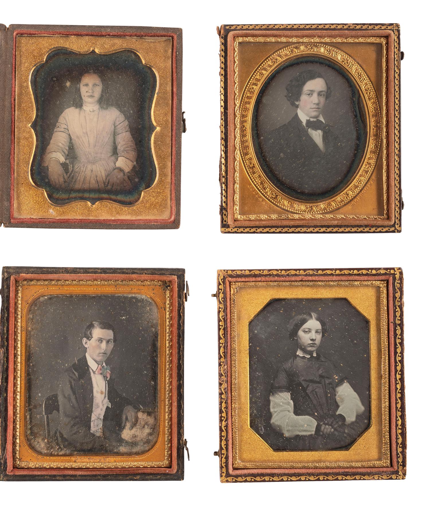 [EARLY PHOTOGRAPHY]. A collection of 22 sixth plate daguerreotype portraits of young adults and teenagers, including: