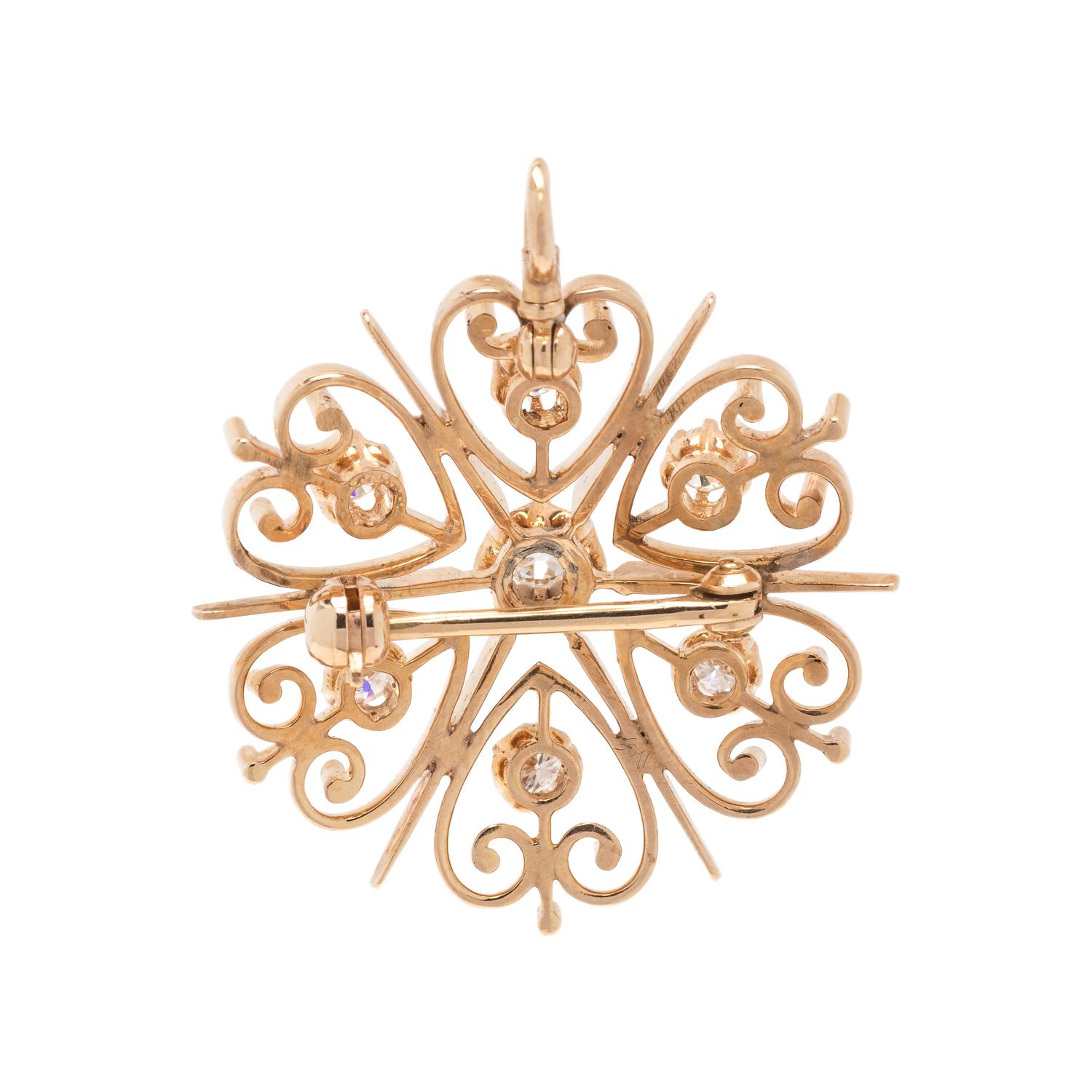 YELLOW GOLD AND DIAMOND PENDANT/BROOCH