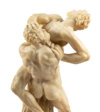 A Continental Carved Alabaster Figural Group Depicting Hercules and Antaeus