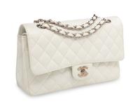 Chanel Medium Classic Flap Bag in White Caviar Leather