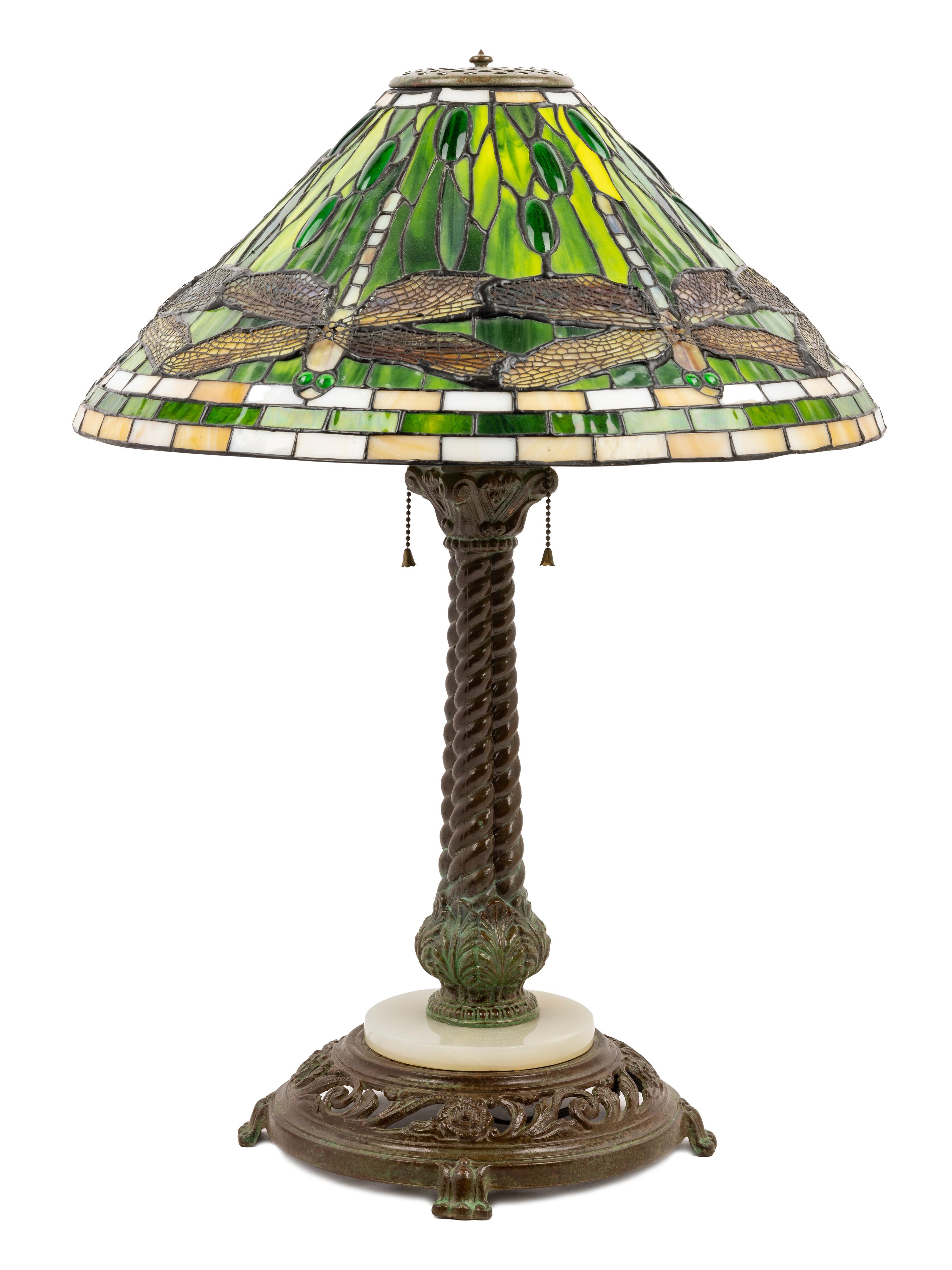 An American Leaded Glass Table Lamp