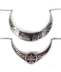 Two Southwestern Silver Pictorial Choker Necklaces. Length of larger 16 inches.