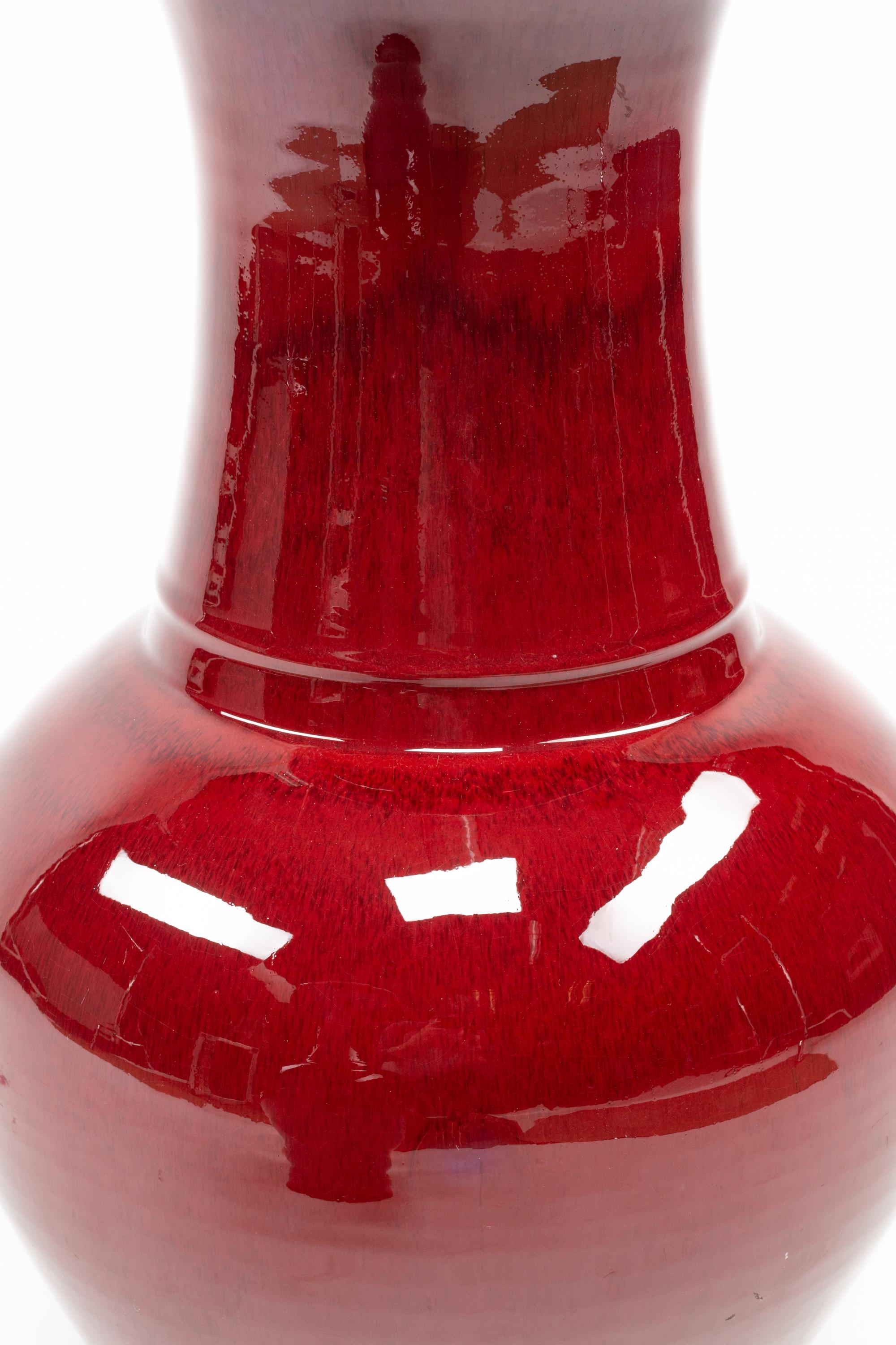 A Pair of Chinese Export Copper Red Glazed Porcelain Vases