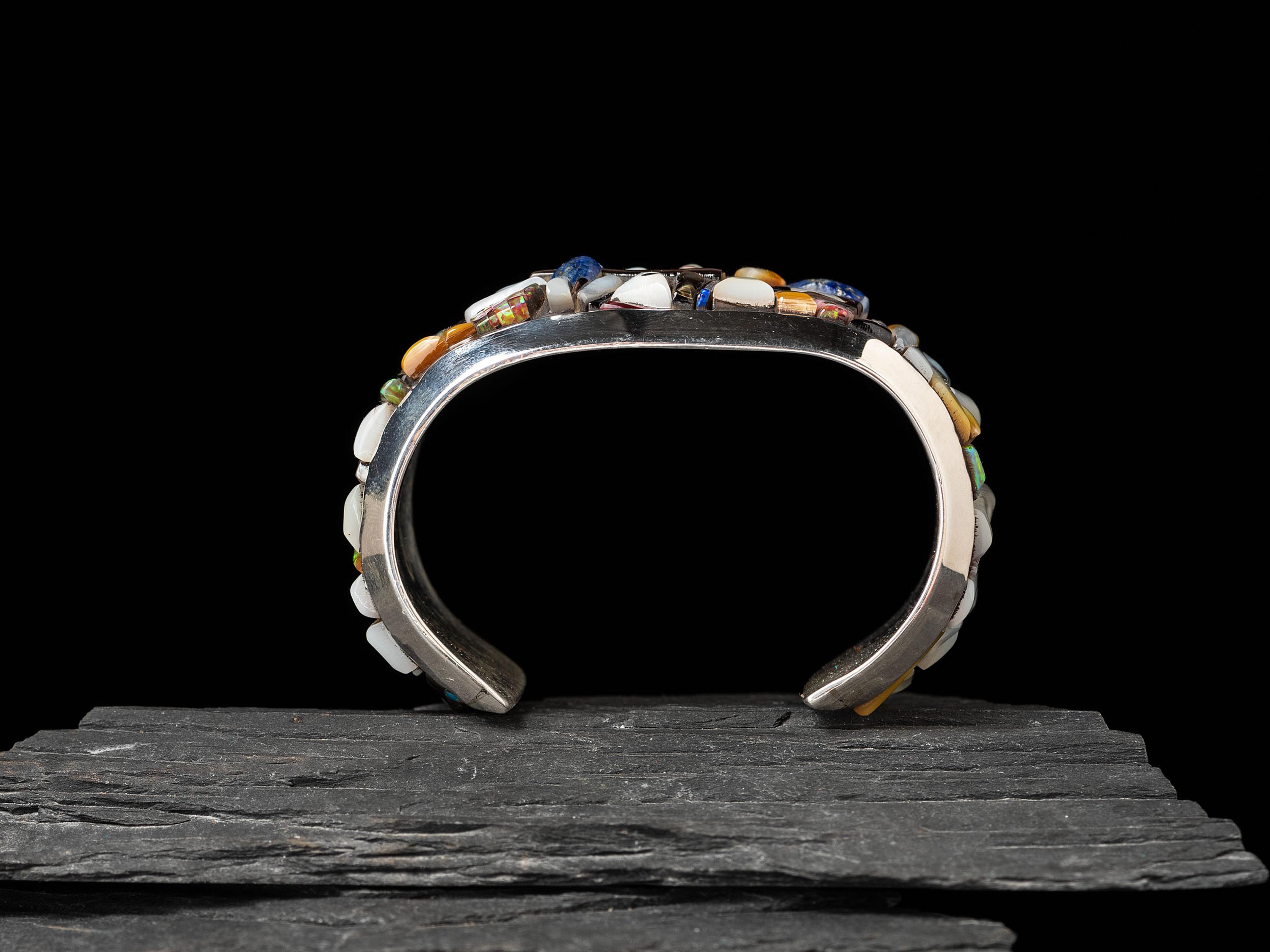 Silver and Mosaic Inlay Cuff Bracelet