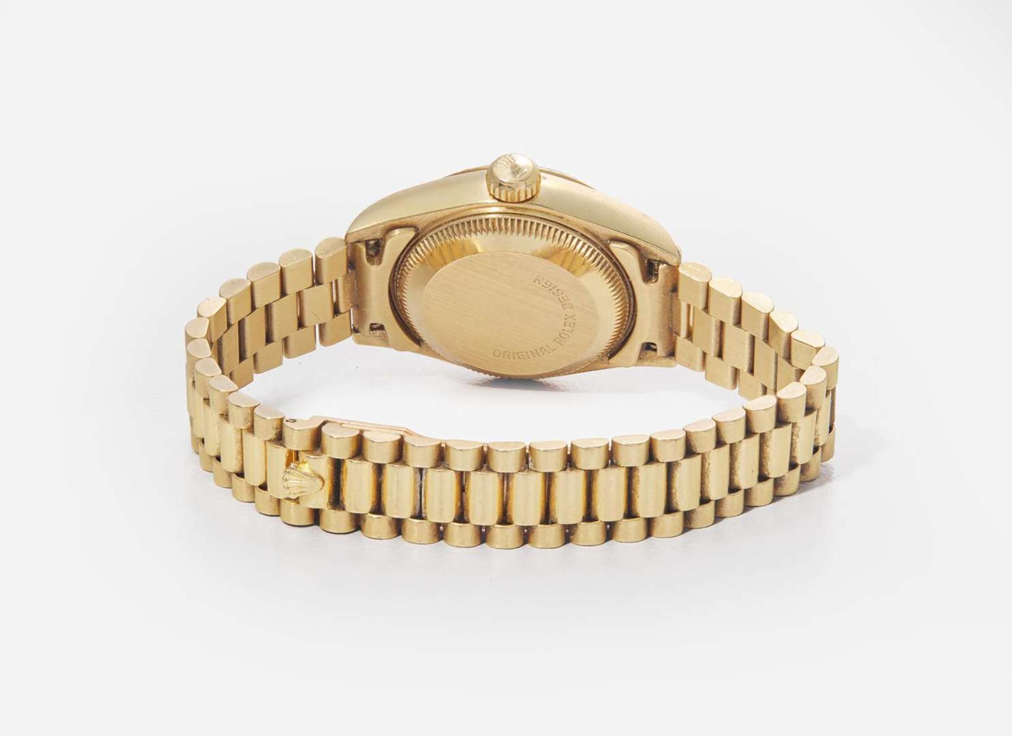 A Ladies 18K Yellow Gold Rolex Oyster Perpetual Datejust Presidential with Diamond Markers