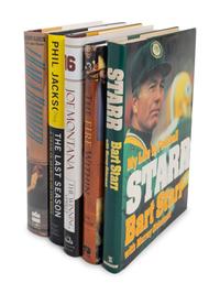A Group of 5 Signed Autograph Books From Notable Hall of Fame Athletes Including Hank Aaron, Bart Starr, Joe Montana and Phil Jackson,
