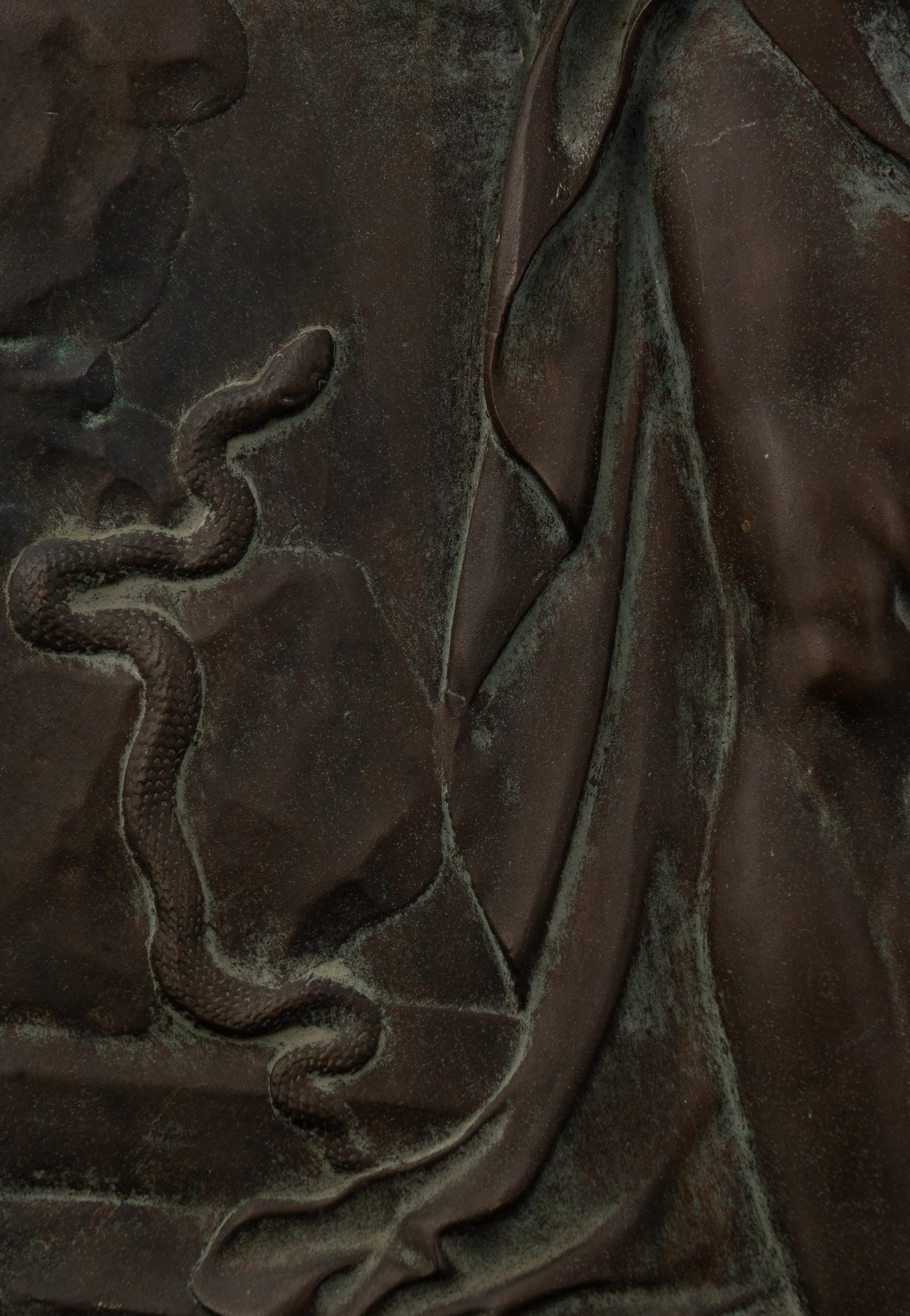 A French Bronze Relief Plaque Depicting Orpheus in Hades