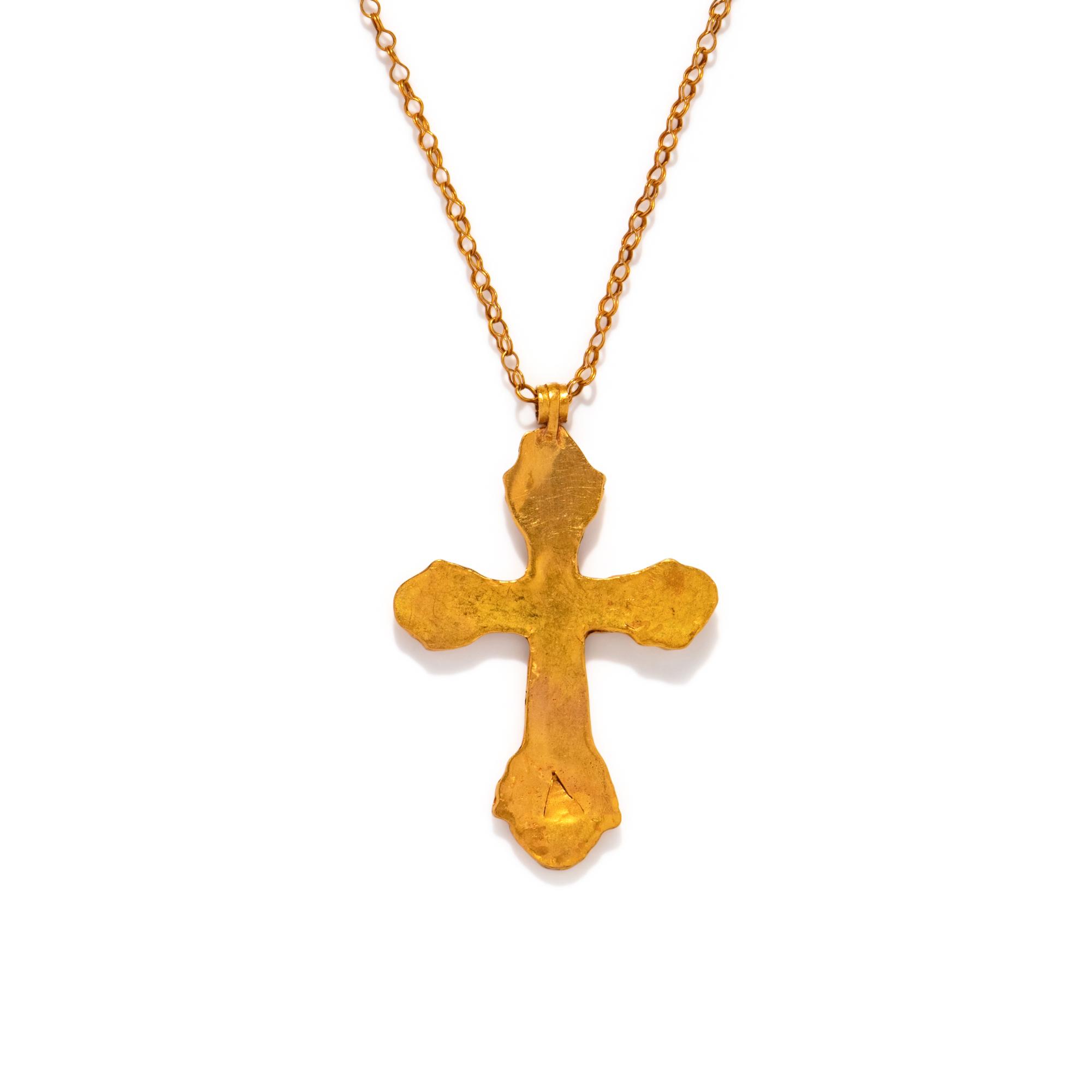 A Late Byzantine Gold Cross Necklace with a Greek Inscription