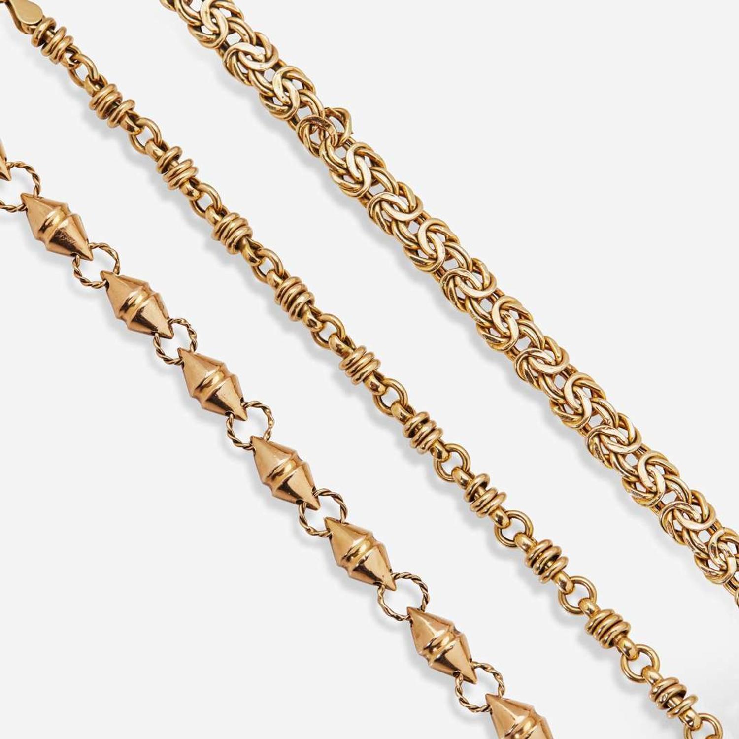 A Trio of 14K Yellow Gold Bracelets