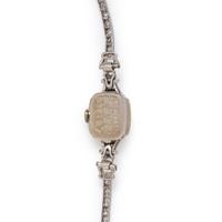 HAMILTON, 14K WHITE GOLD, PLATINUM AND DIAMOND WRISTWATCH