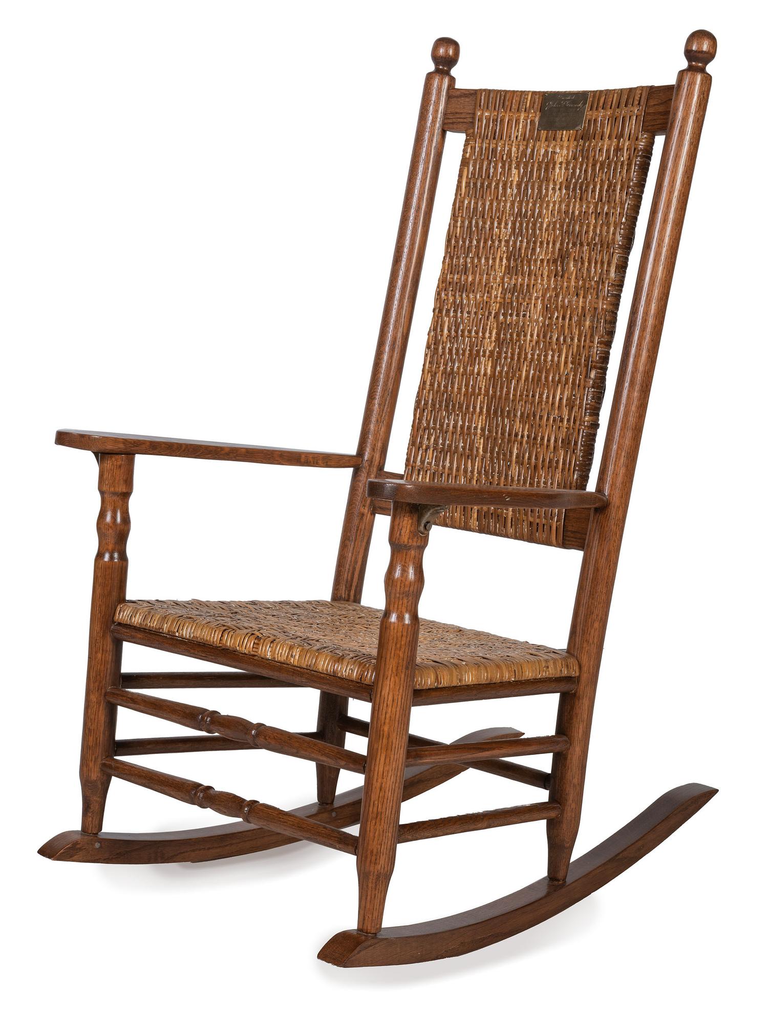 [KENNEDY, John F. (1917-1963)]. Rocking chair used by President John F. Kennedy while staying at The Olympic Hotel during a visit to Seattle, Washington, November 1961.