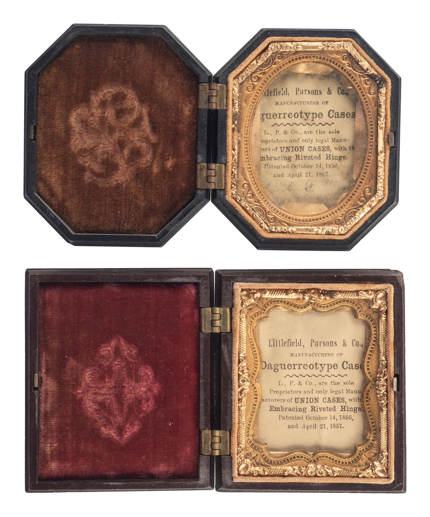 [EARLY PHOTOGRAPHY - PORTRAITURE]. A group of assorted tintypes ambrotypes, paper photographs, and union cases, including: