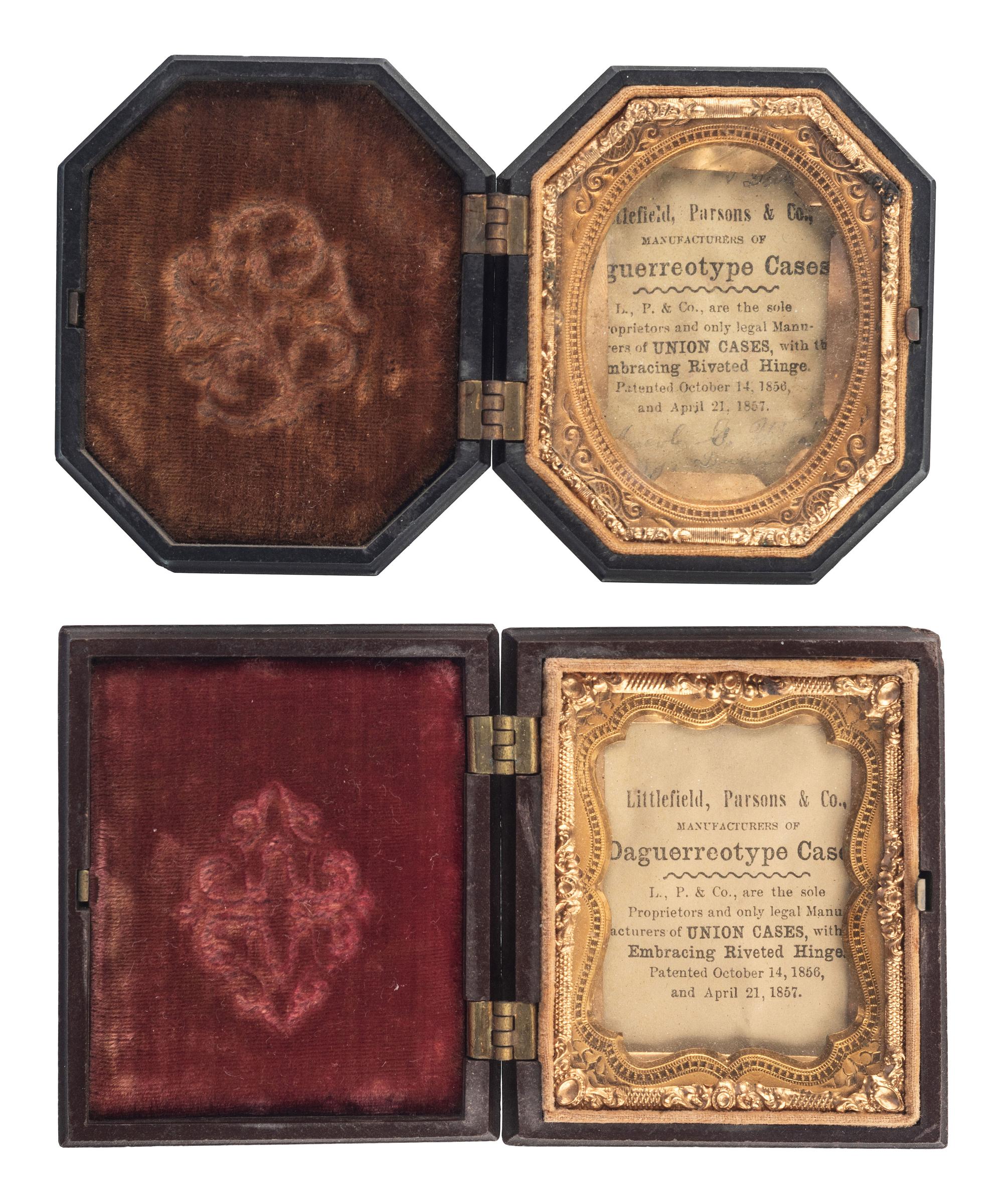 [EARLY PHOTOGRAPHY - PORTRAITURE]. A group of assorted tintypes ambrotypes, paper photographs, and union cases, including: