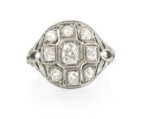 An Antique 18 Karat White Gold and Diamond Ring, 2.20 dwts.