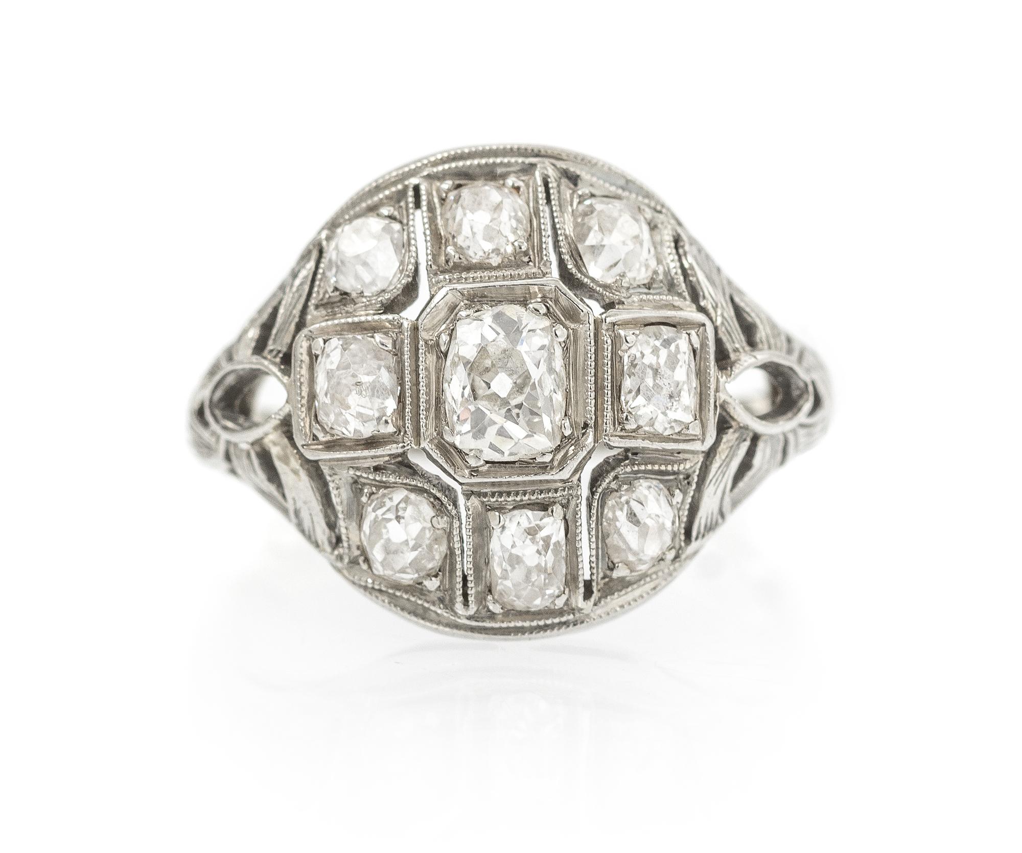 An Antique 18 Karat White Gold and Diamond Ring, 2.20 dwts.