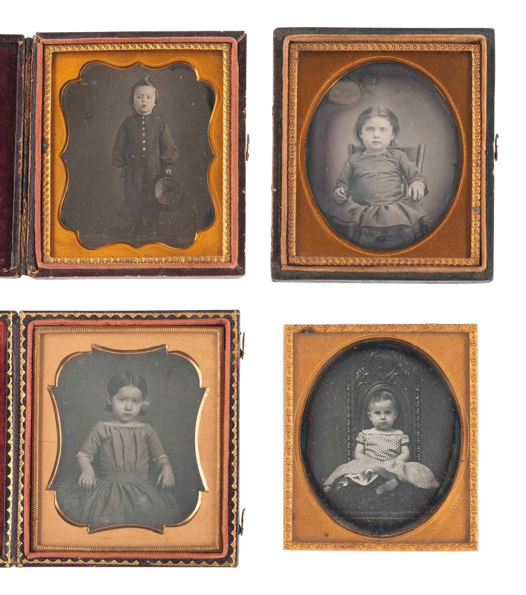 [EARLY PHOTOGRAPHY]. 21 sixth plate daguerreotypes of children.