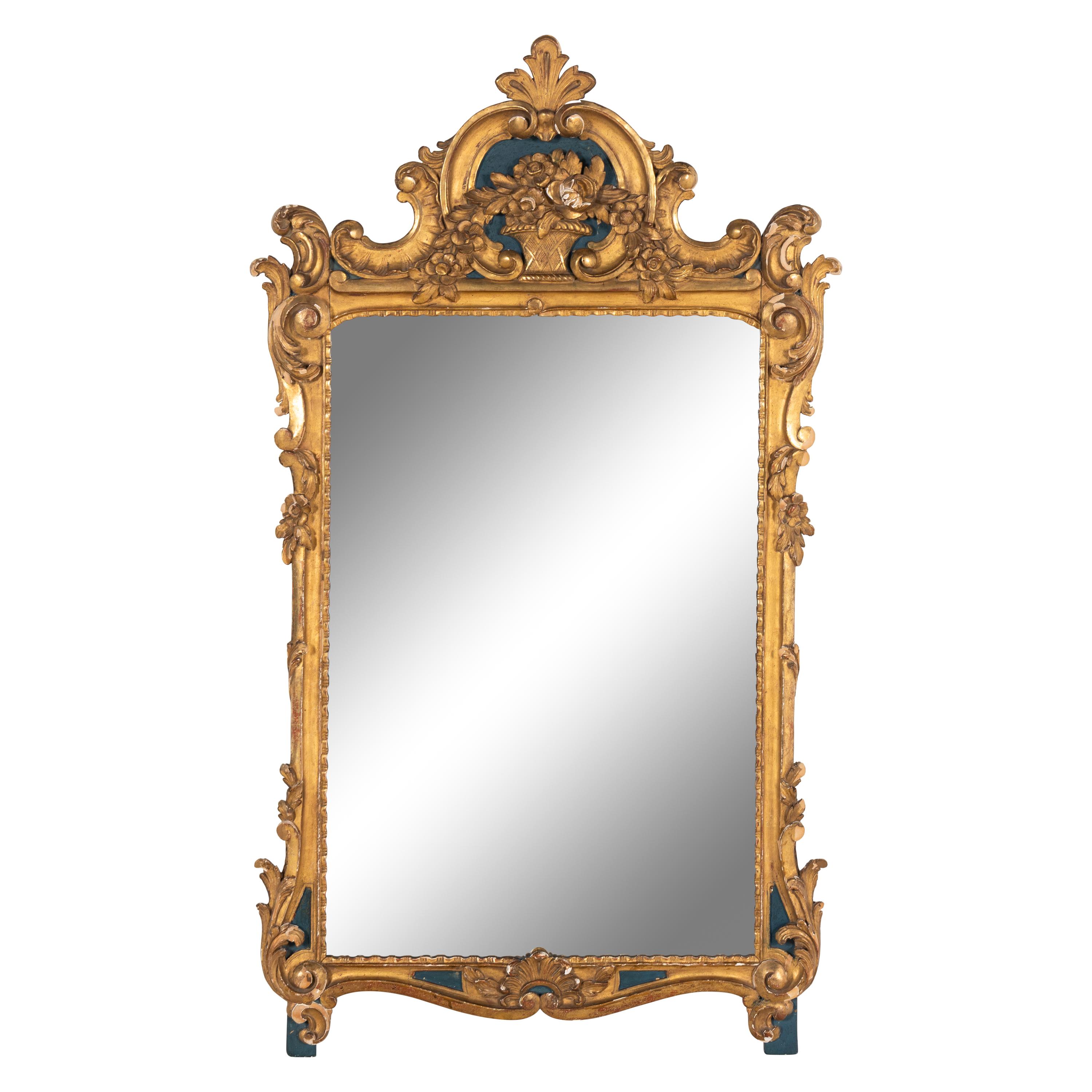 A Régence Style Painted and Parcel-Gilt Mirror