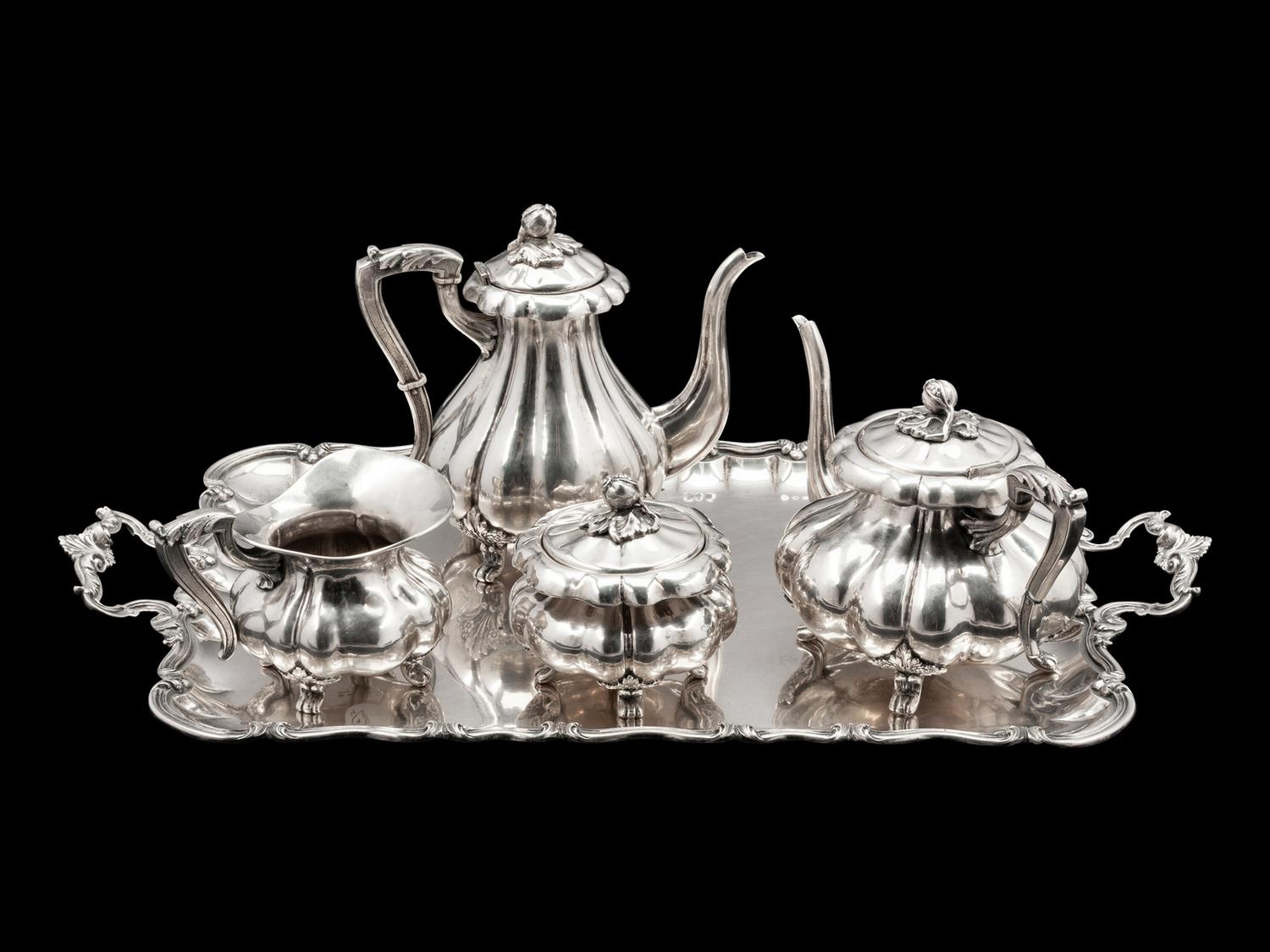 An Italian Silver Five-Piece Tea and Coffee Service