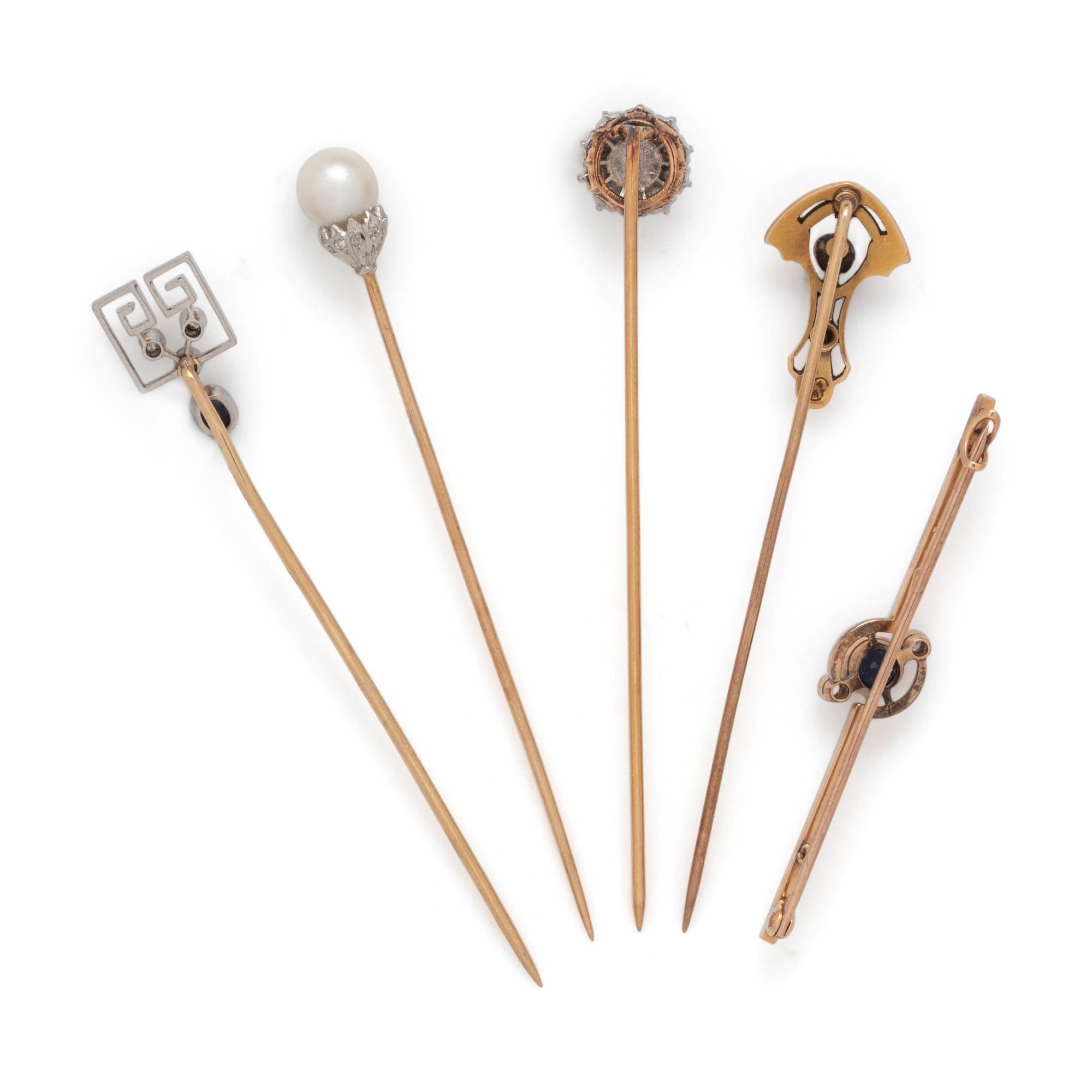 COLLECTION OF ANTIQUE MULTIGEM AND DIAMOND STICKPINS