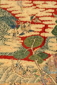 Two Large Chinese Kesi Woven Silk 'Immortal' Panels
