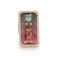 WATERMELON TOURMALINE, PINK SAPPHIRE AND DIAMOND RING