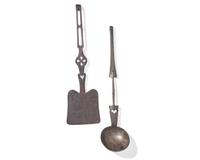 A Large Wrought Iron / Steel Ladle and Peel, French or Flemish, 18th / Early 19th Century