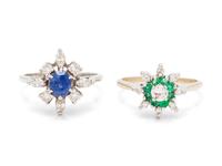 A Collection of 14 Karat White Gold and Diamond Rings,
