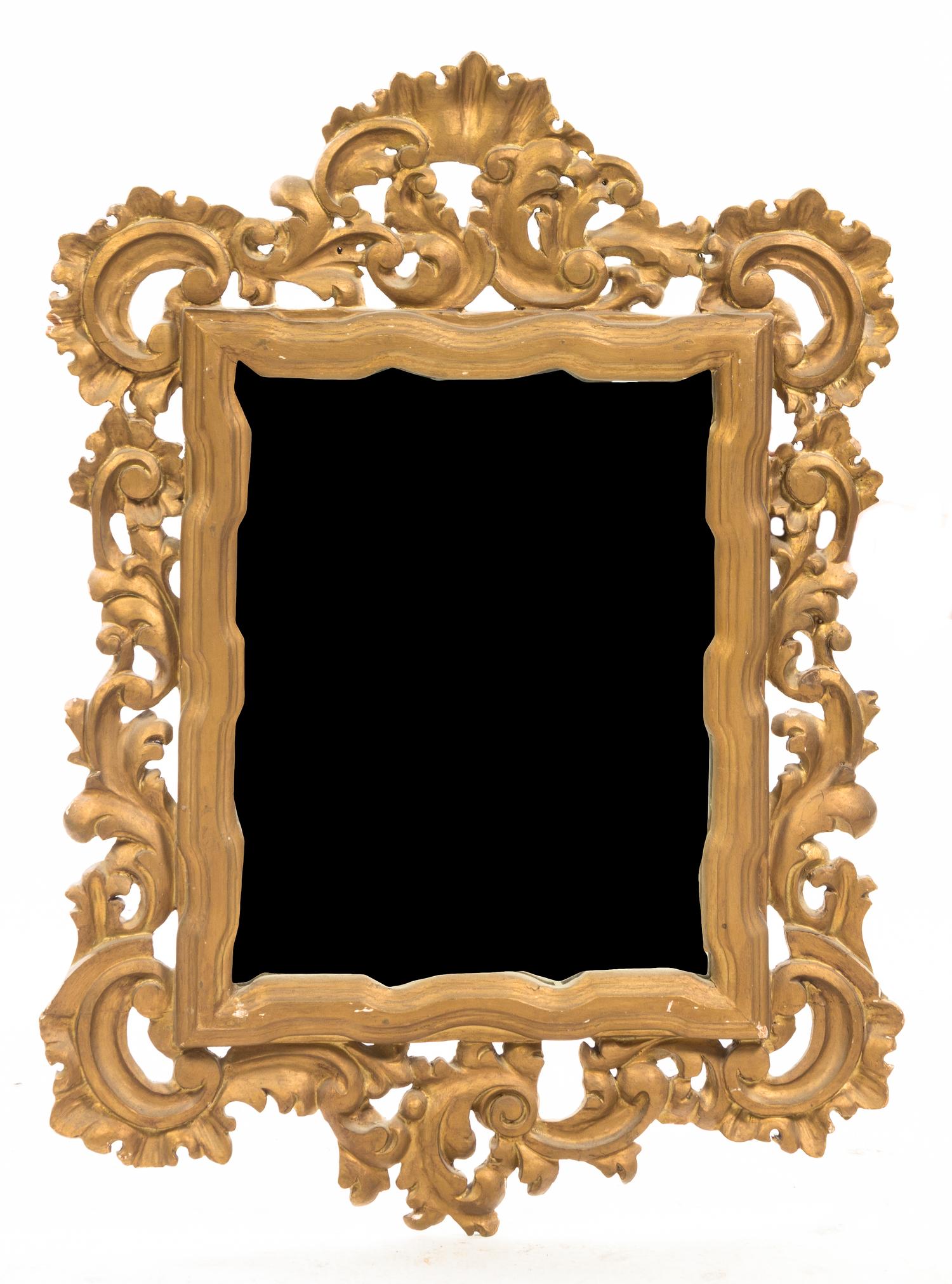 An Italian Giltwood Mirror, Height 35 x width 36 inches.