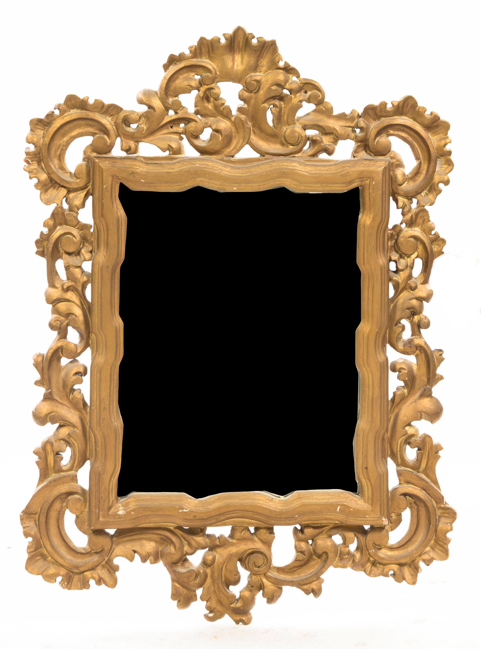 An Italian Giltwood Mirror, Height 35 x width 36 inches.