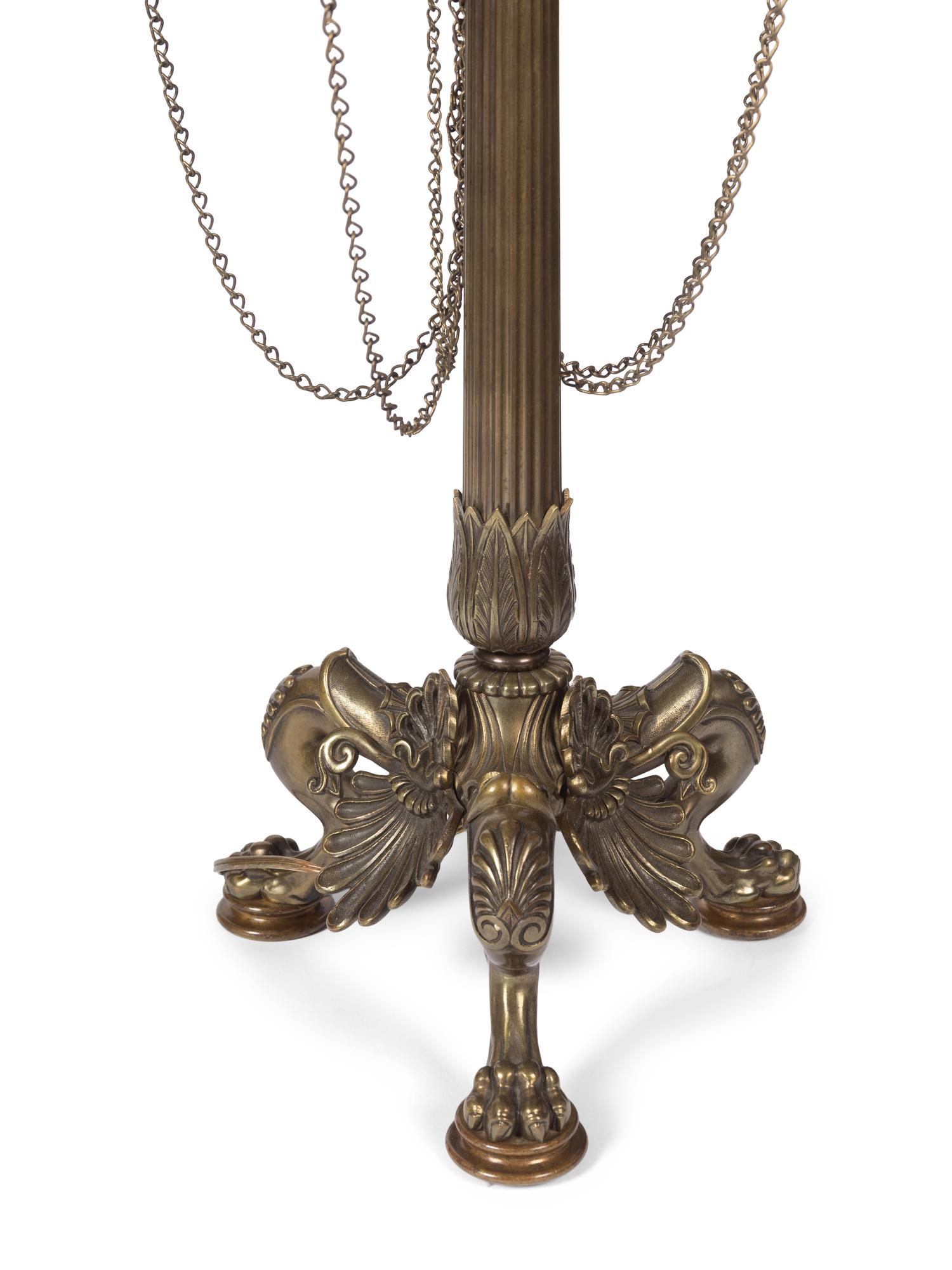 A Pair of French Empire Style Bronze Six-Light Candelabra Mounted as Lamps