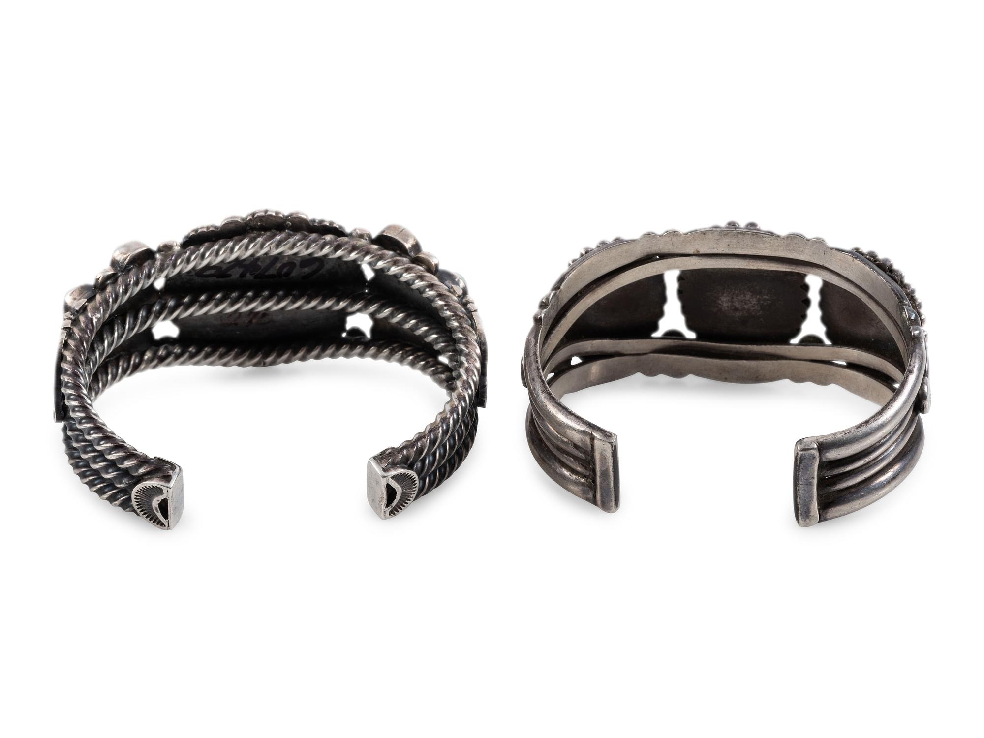Navajo Silver Cuff Bracelets, with Inlay
