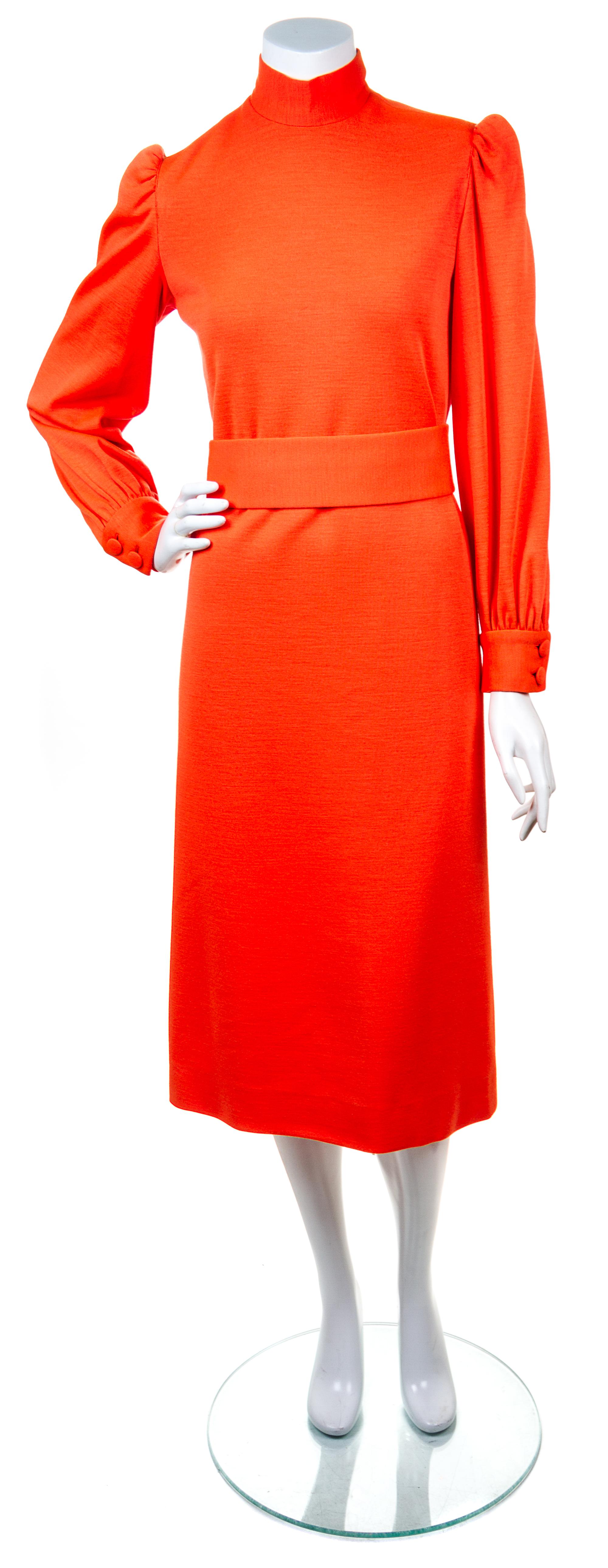 A Norman Norell Orange Wool Dress,