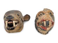 Two Mexican Carved and Polychromed Wood Zoomorphic Masks