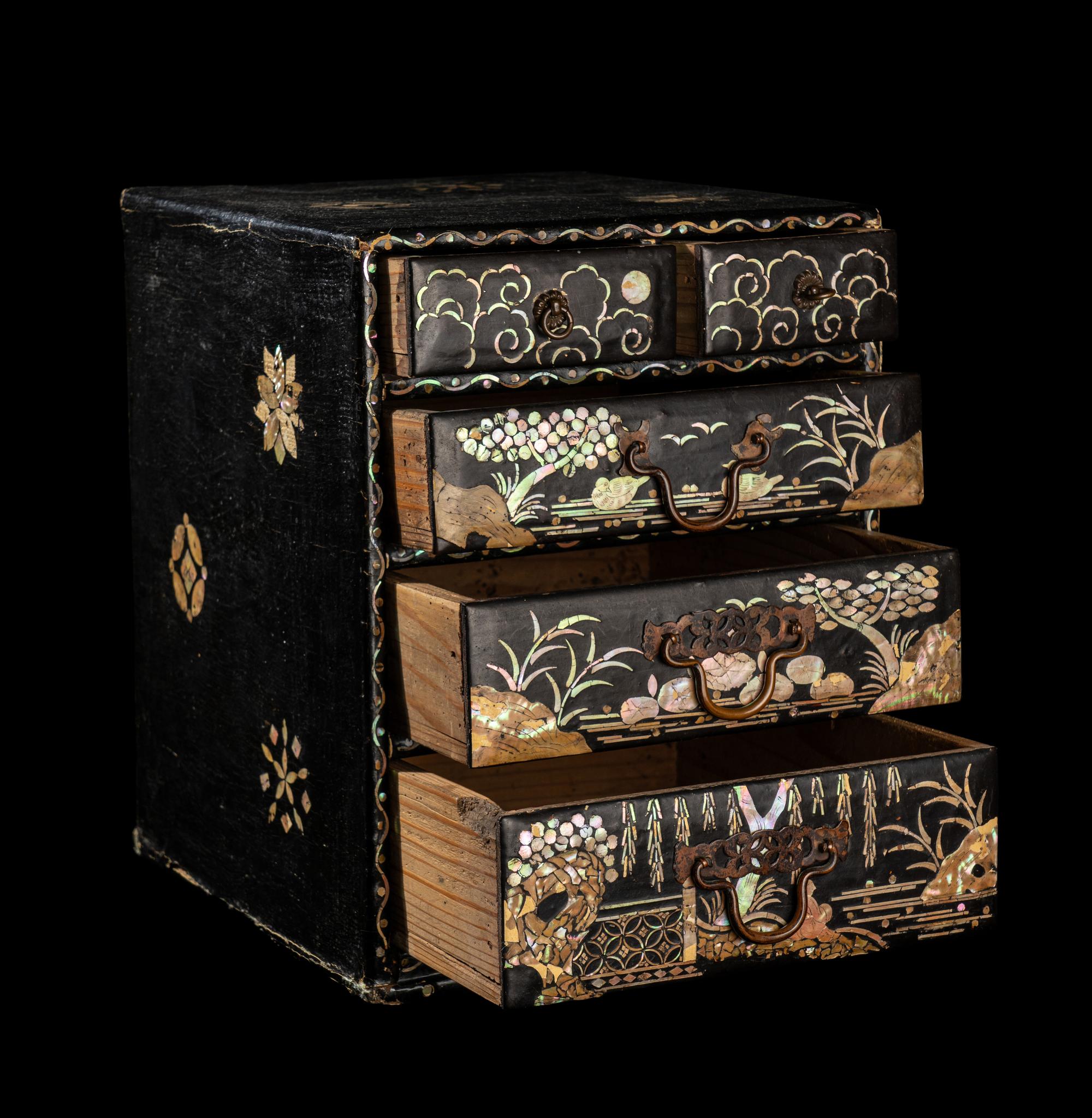 Two Korean Mother-of-Pearl Inlaid Lacquered Accessory Boxes