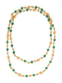 YELLOW GOLD AND AVENTURINE NECKLACE