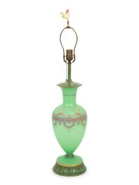 A Continental Enamel Decorated Opaline Glass Vase