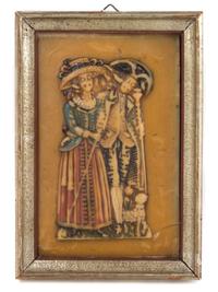 An English Polychrome Wax Relief Height 6 3/4 x width 4 1/4 inches. — 18TH CENTURY