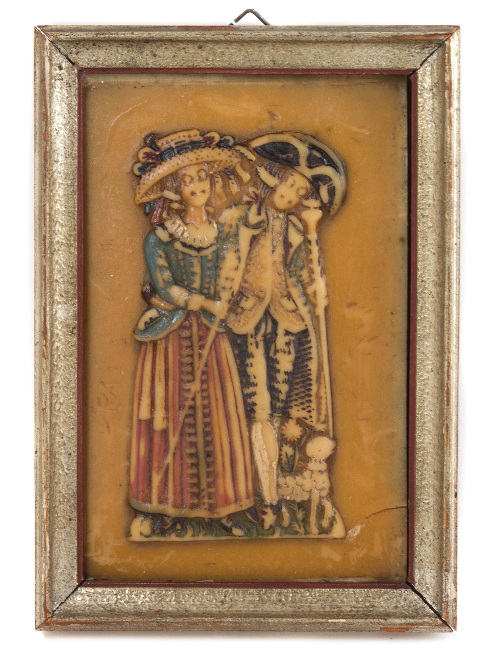An English Polychrome Wax Relief Height 6 3/4 x width 4 1/4 inches. — 18TH CENTURY