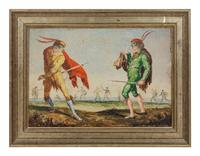 A Pair of Framed Italian Polychrome Faience Plaques