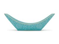 A Turquoise Glazed Porcelain Boat-Form Dish