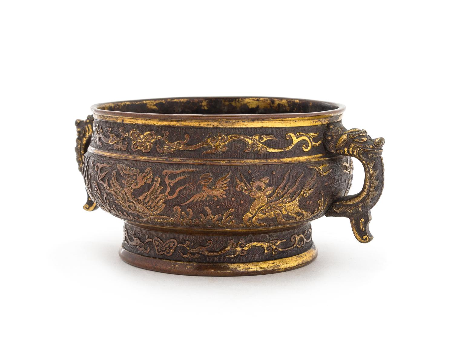 A Parcel-Gilt Bronze Incense Burner — LIKELY 17TH CENTURY